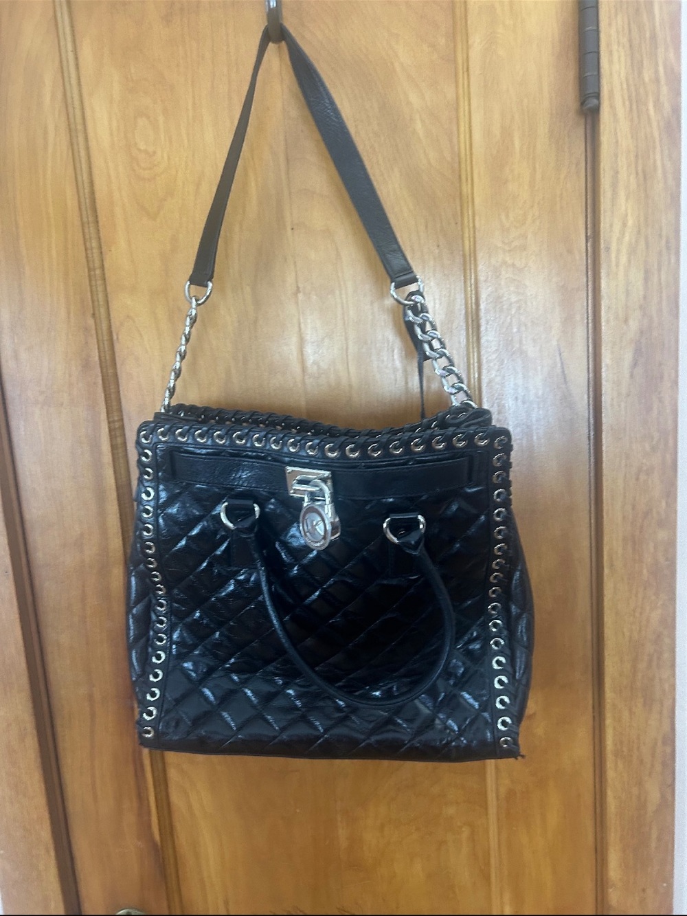 Michael Kors Black Quilted Shoulder Bag with Chain Strap